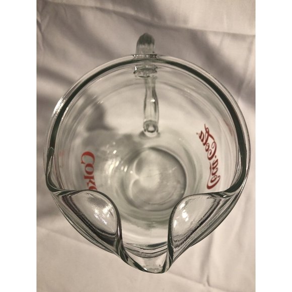Vintage Coca Cola Clear Glass Bar Pitcher Red Lettering Soda Advertising - Picture 6 of 9